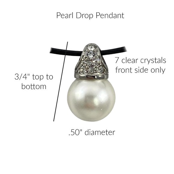 Pearl Drop Pendant/ Stainless Steel 7 Clear Crysta - Picture 3 of 5